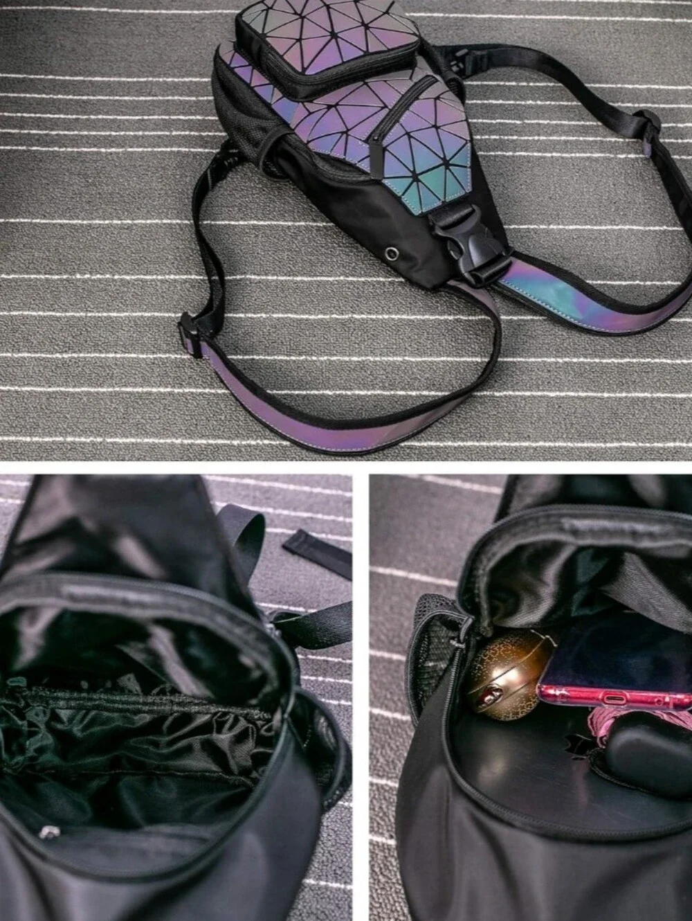 Iridescent Geometric Sling Bag - Multicolor